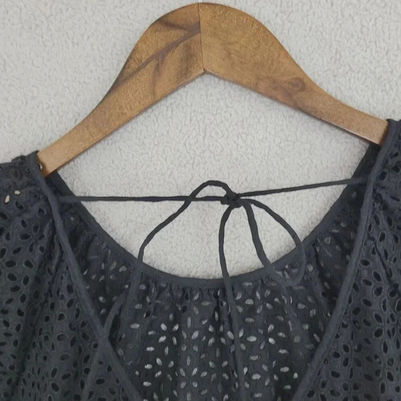 J.Crew Eyelet Black Cotton Blouse Womens Size 16  12PT - Picture 6 of 9